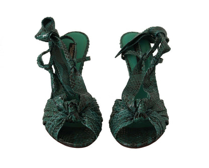 Dolce & Gabbana Emerald Exotic Leather Heeled Sandals Dolce & Gabbana