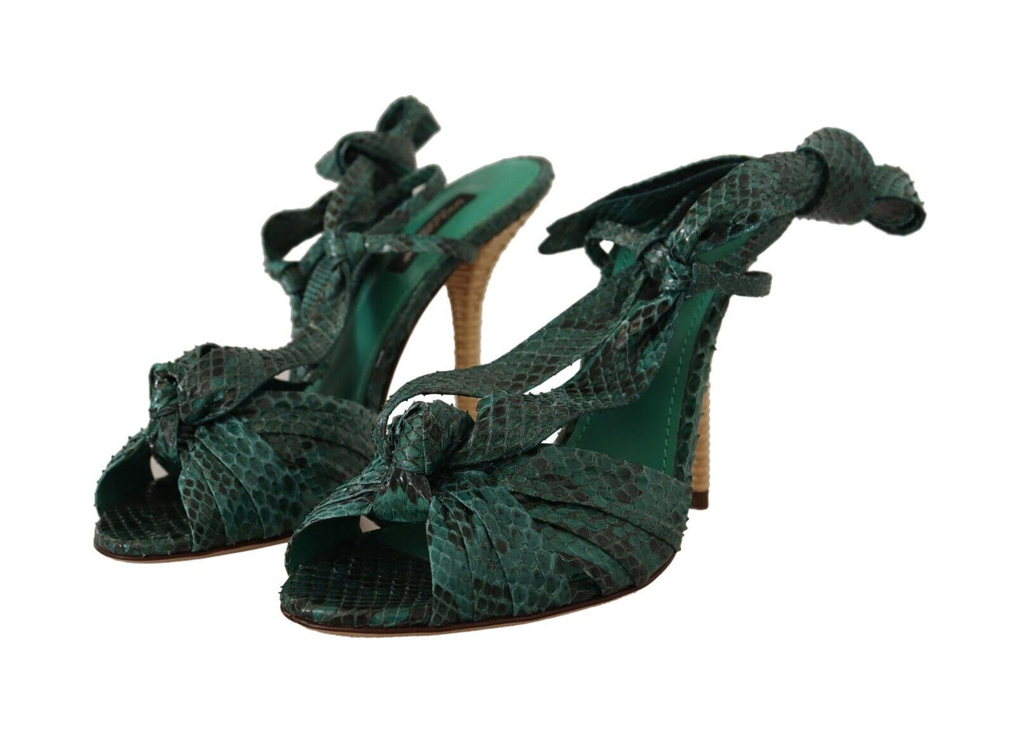 Dolce & Gabbana Emerald Exotic Leather Heeled Sandals Dolce & Gabbana