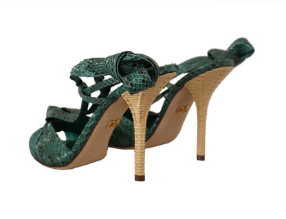 Dolce & Gabbana Emerald Exotic Leather Heeled Sandals Dolce & Gabbana