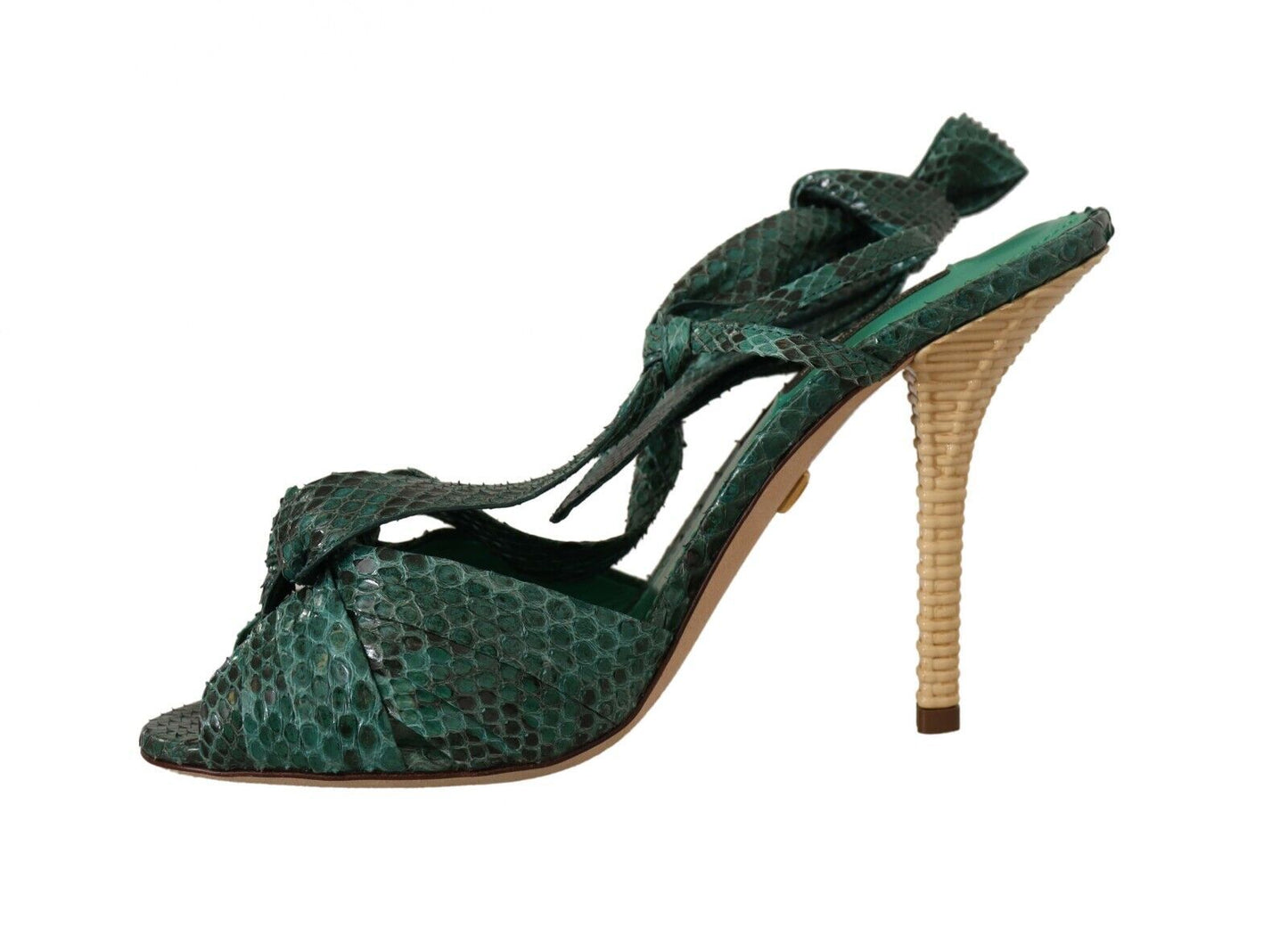 Dolce & Gabbana Emerald Exotic Leather Heeled Sandals Dolce & Gabbana