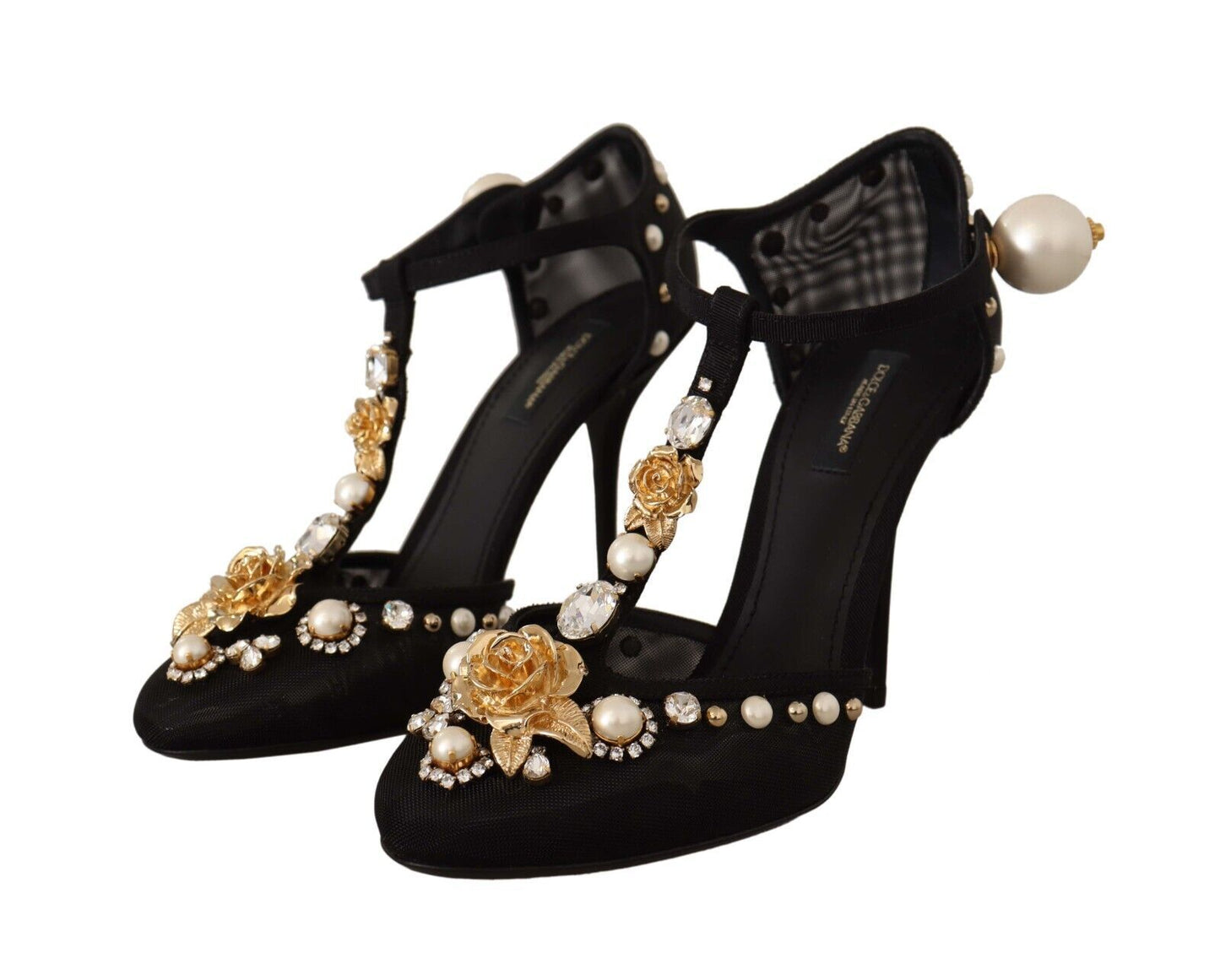 Dolce & Gabbana Elegant Embellished T-Strap Heels Sandals Dolce & Gabbana