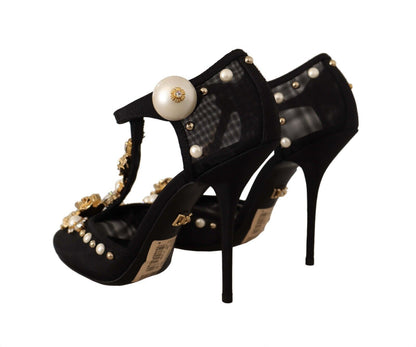 Dolce & Gabbana Elegant Embellished T-Strap Heels Sandals Dolce & Gabbana