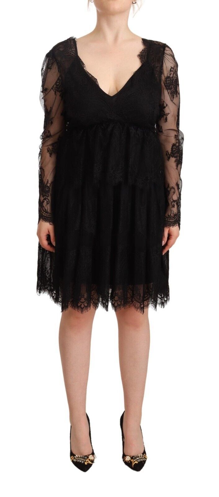 Aniye By Elegant Floral Lace Long Sleeve Shift Dress Aniye By