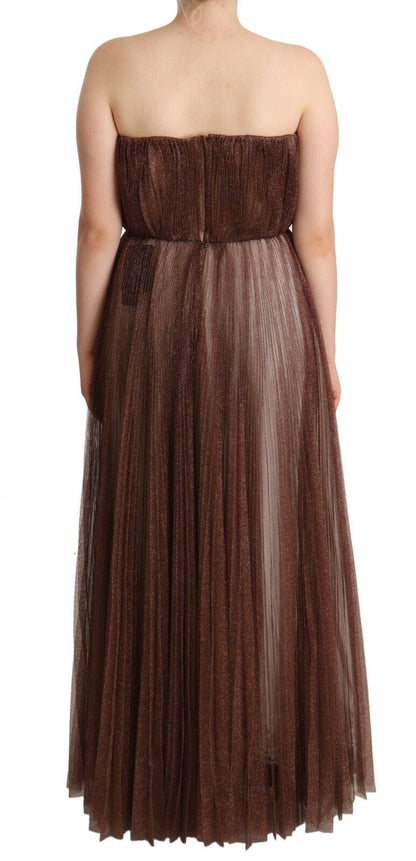 Dolce & Gabbana Elegant Metallic Bronze Long Gown Dolce & Gabbana