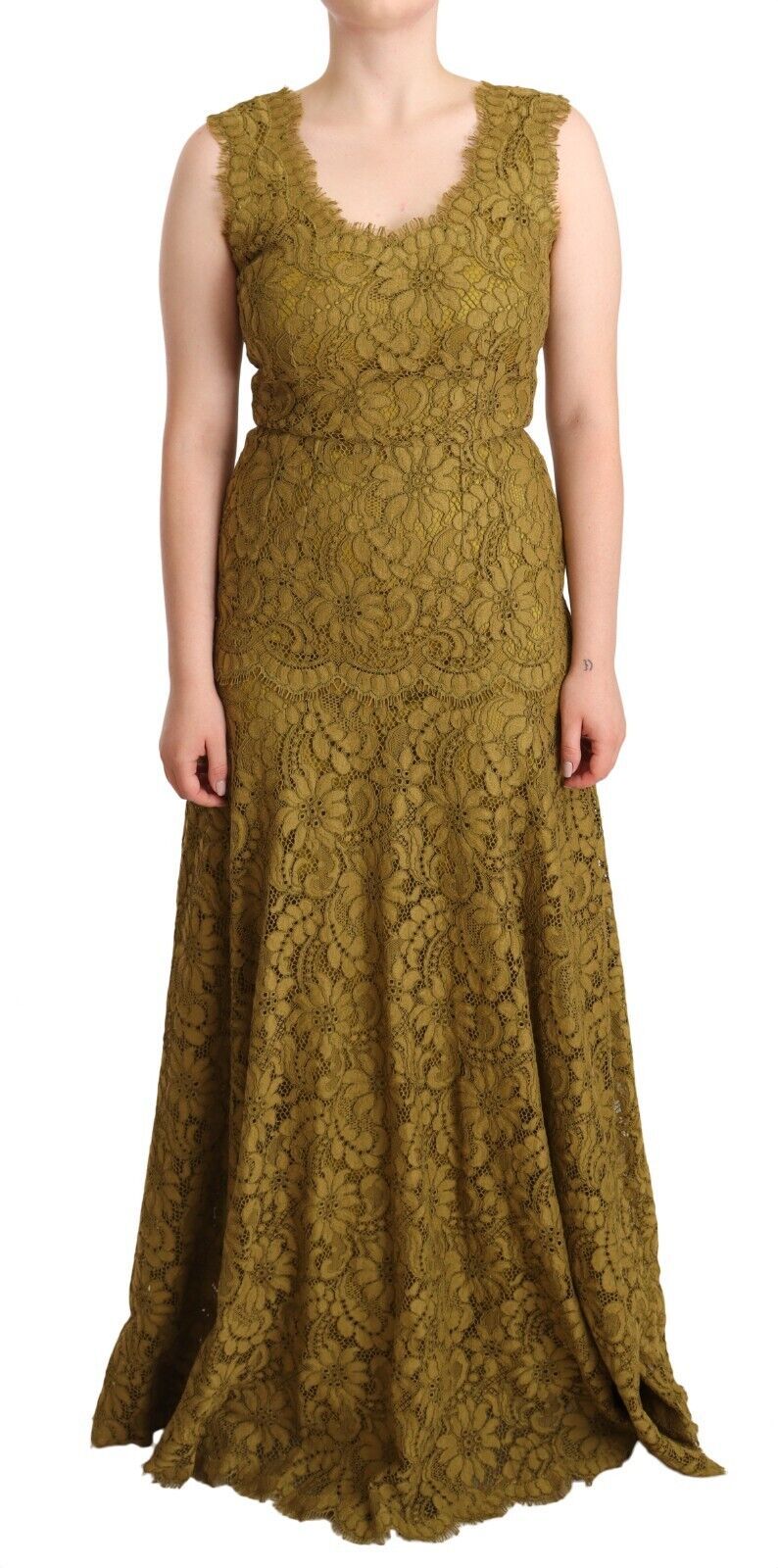 Dolce & Gabbana Elegant Lace Floor-Length Sleeveless Gown Dolce & Gabbana