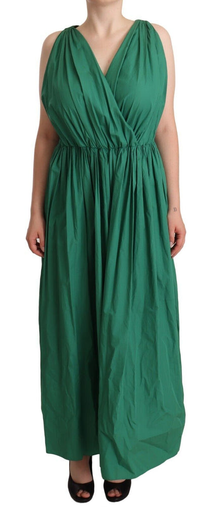 Dolce & Gabbana Elegant Deep Green Sleeveless A-Line Dress Dolce & Gabbana