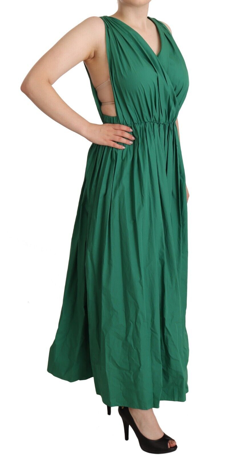 Dolce & Gabbana Elegant Deep Green Sleeveless A-Line Dress Dolce & Gabbana