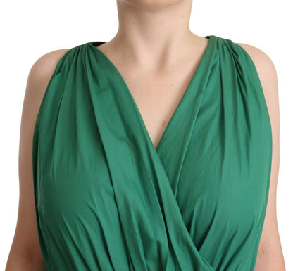 Dolce & Gabbana Elegant Deep Green Sleeveless A-Line Dress Dolce & Gabbana