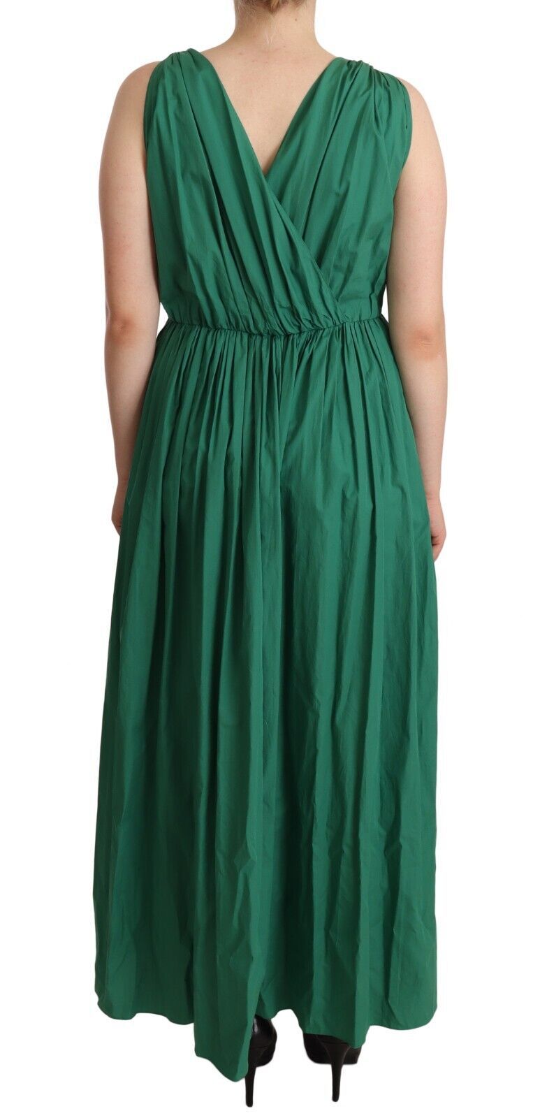 Dolce & Gabbana Elegant Deep Green Sleeveless A-Line Dress Dolce & Gabbana