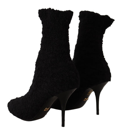 Dolce & Gabbana Elegant Black Mid-Calf Viscose Boots Dolce & Gabbana