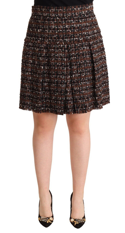 Dolce & Gabbana Chic Brown A-line Pleated Mini Skirt Dolce & Gabbana