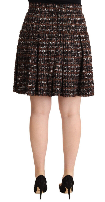 Dolce & Gabbana Chic Brown A-line Pleated Mini Skirt Dolce & Gabbana