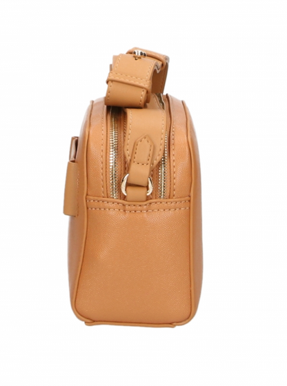 Plein Sport Chic Camel-Toned Crossbody with Double Zip Closure Plein Sport