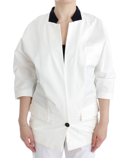 Andrea Pompilio Chic White Cotton Blend Blazer Andrea Pompilio