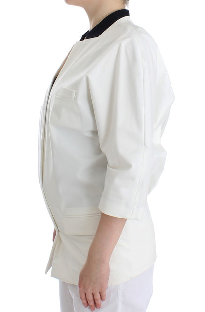 Andrea Pompilio Chic White Cotton Blend Blazer Andrea Pompilio