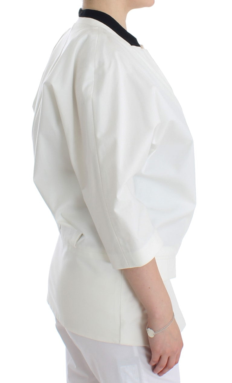 Andrea Pompilio Chic White Cotton Blend Blazer Andrea Pompilio