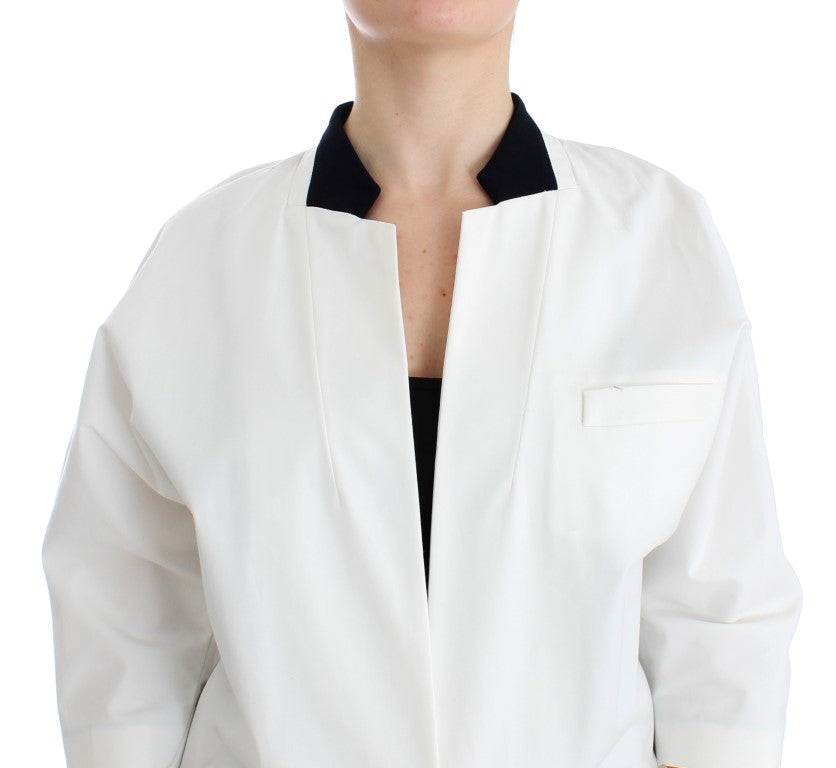 Andrea Pompilio Chic White Cotton Blend Blazer Andrea Pompilio