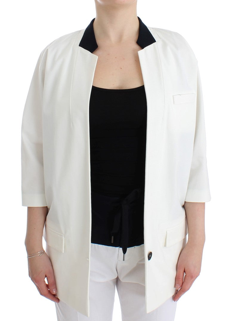 Andrea Pompilio Chic White Cotton Blend Blazer Andrea Pompilio