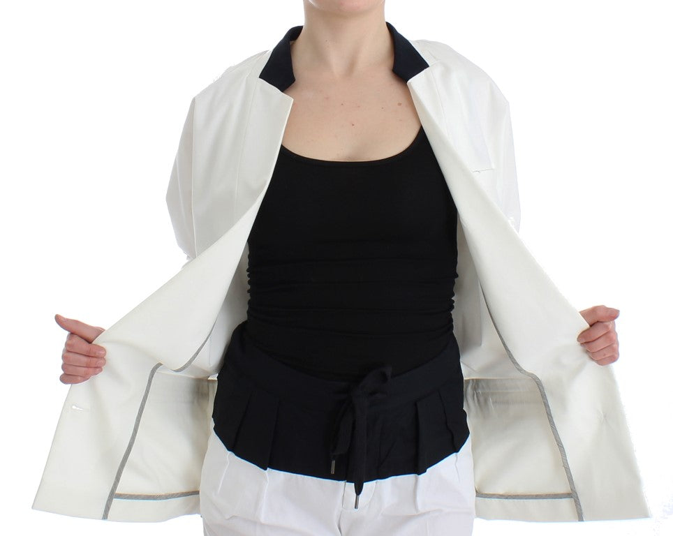 Andrea Pompilio Chic White Cotton Blend Blazer Andrea Pompilio