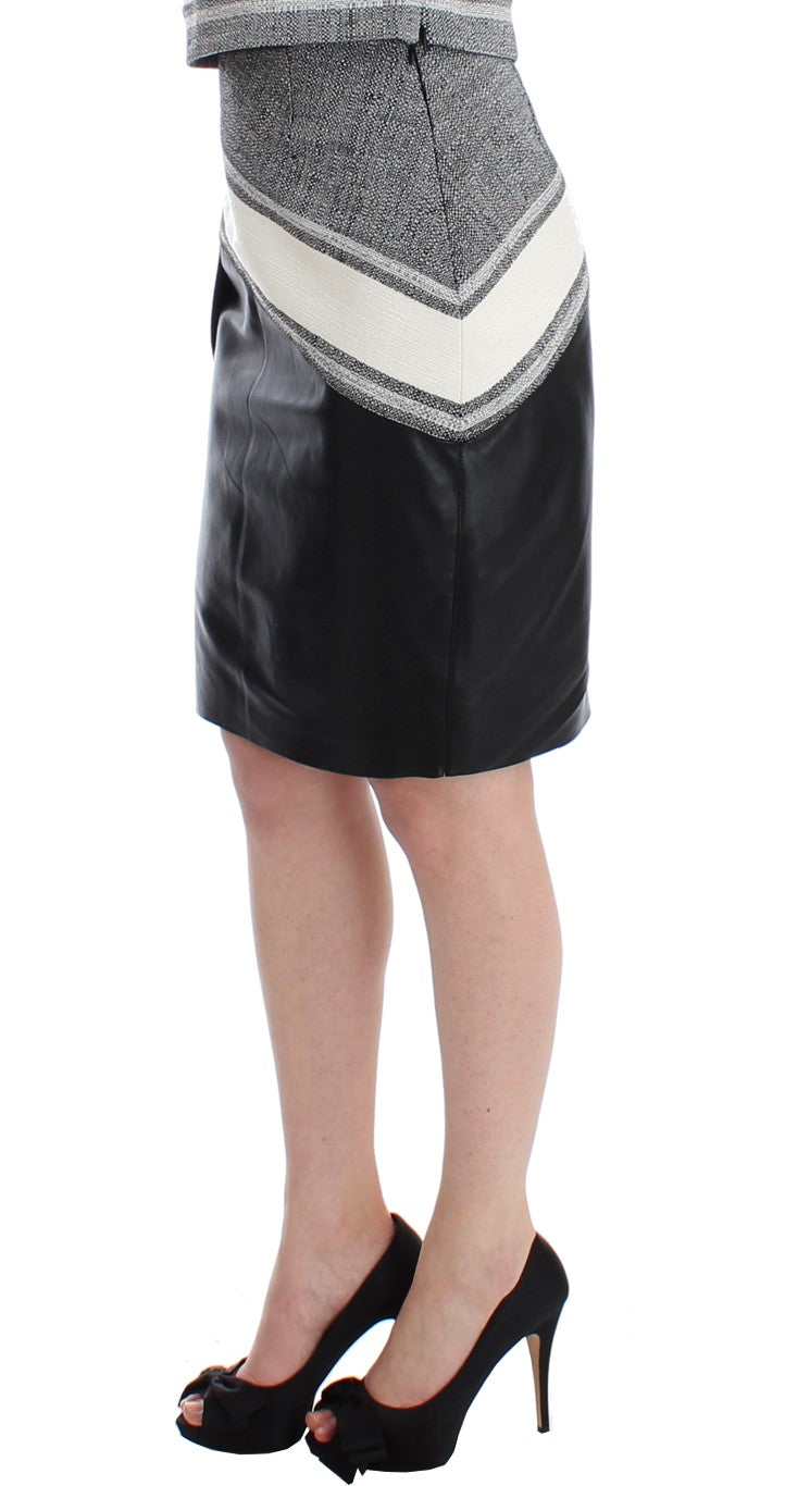 Sachin & Babi Elegant Leather Liza Skirt in Black and Gray Sachin & Babi