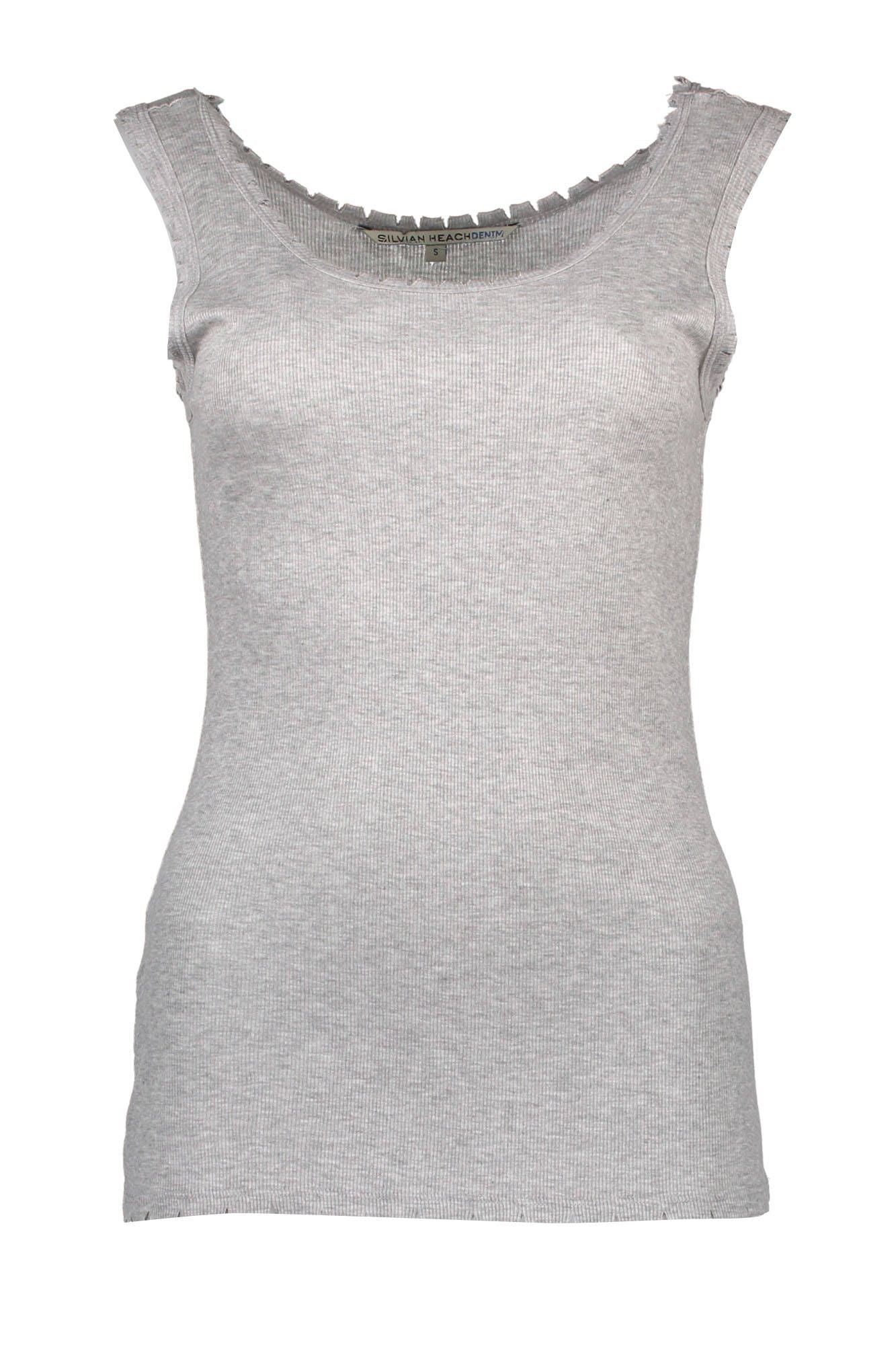 Silvian Heach Chic Gray Wide Shoulder Tank with Logo Silvian Heach