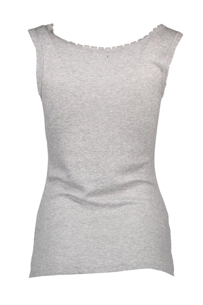 Silvian Heach Chic Gray Wide Shoulder Tank with Logo Silvian Heach