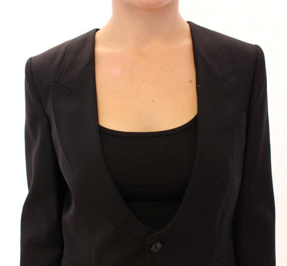 Dolce & Gabbana Elegant Silk-Blend Black Blazer with Scarf Back Detail Dolce & Gabbana