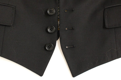 Dolce & Gabbana Elegant Silk-Blend Black Blazer with Scarf Back Detail Dolce & Gabbana