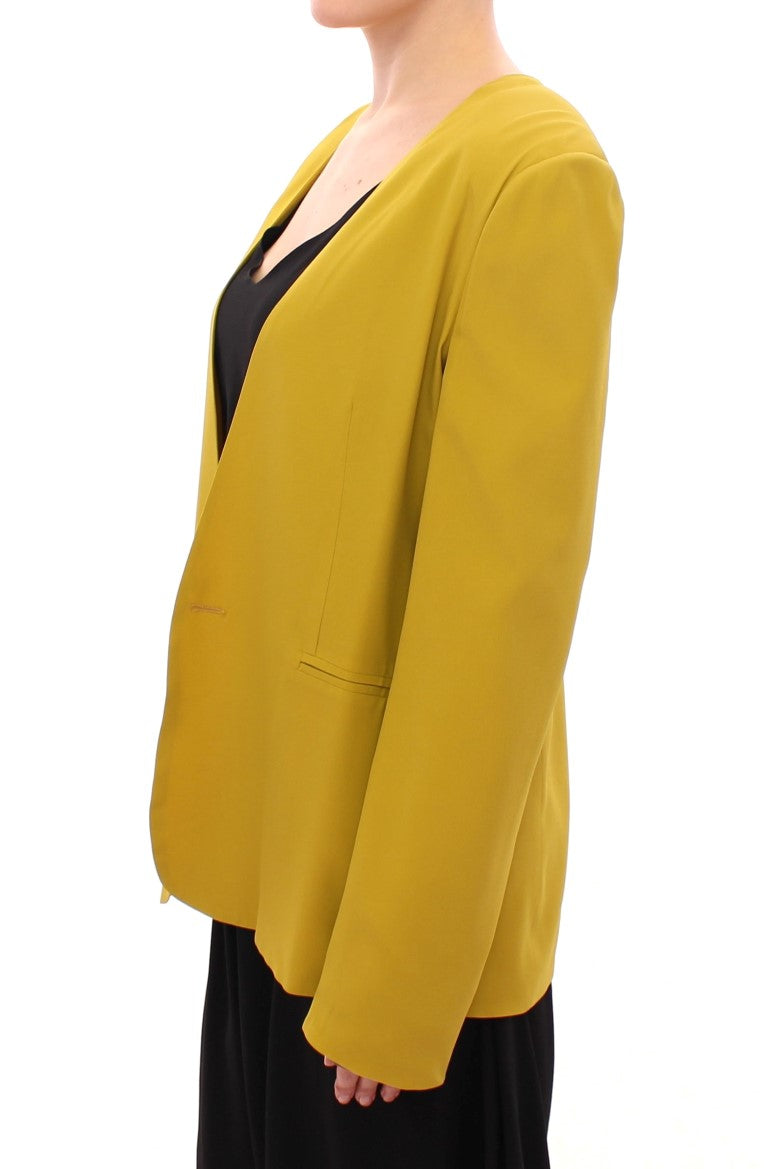 Lamberto Petri Elegant Mustard Silk Blend Jacket Lamberto Petri