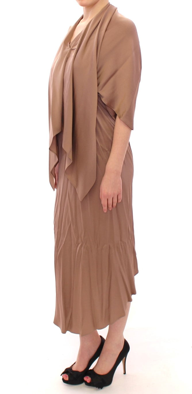 Lamberto Petri Elegant Brown Silk Shift Dress Lamberto Petri