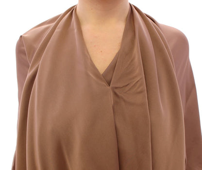 Lamberto Petri Elegant Brown Silk Shift Dress Lamberto Petri