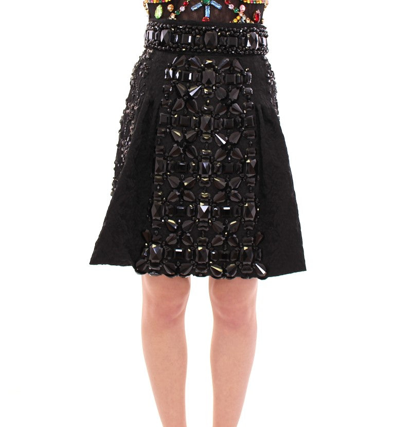 Dolce & Gabbana Black Crystal Embellished Masterpiece Skirt Dolce & Gabbana