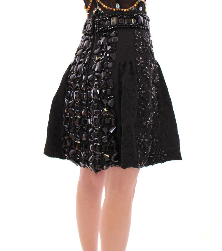 Dolce & Gabbana Black Crystal Embellished Masterpiece Skirt Dolce & Gabbana