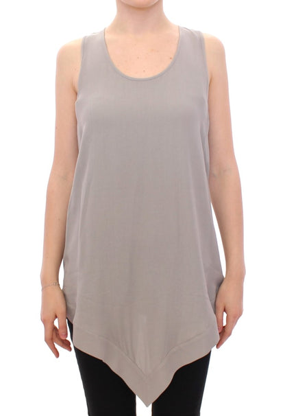 Comeforbreakfast Elegant Gray Viscose Top – Timeless Style Comeforbreakfast