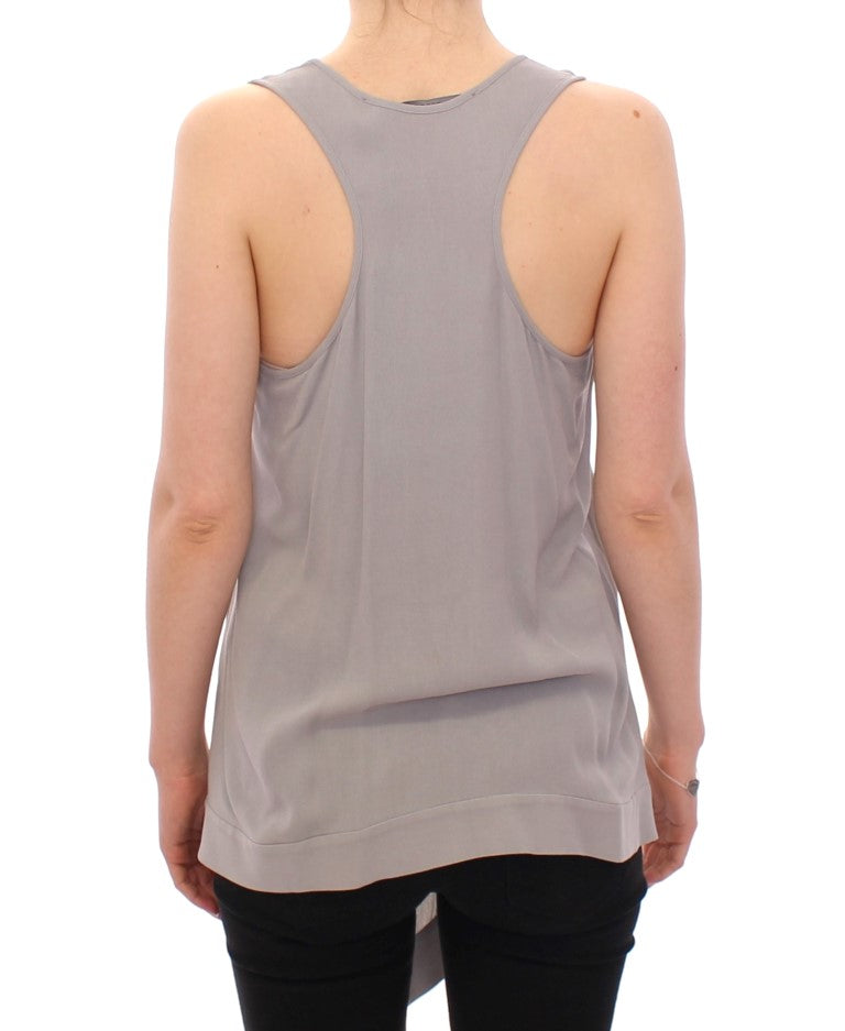 Comeforbreakfast Elegant Gray Viscose Top – Timeless Style Comeforbreakfast