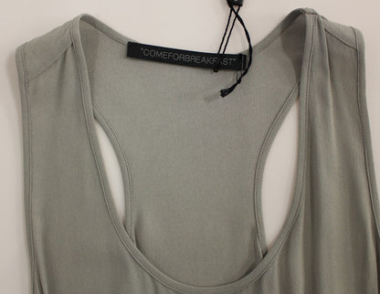 Comeforbreakfast Elegant Gray Viscose Top – Timeless Style Comeforbreakfast