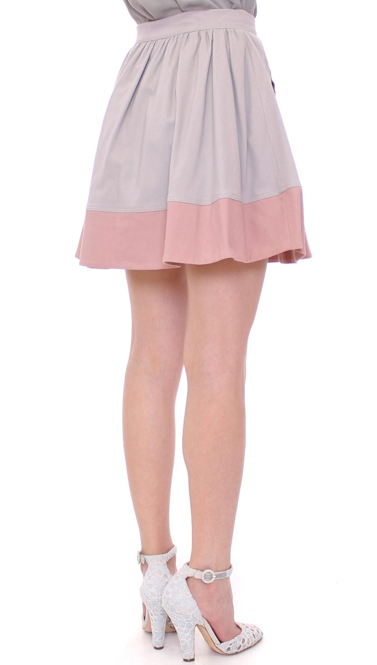 Comeforbreakfast Sleek Pleated Mini Skirt in Pink and Gray Comeforbreakfast