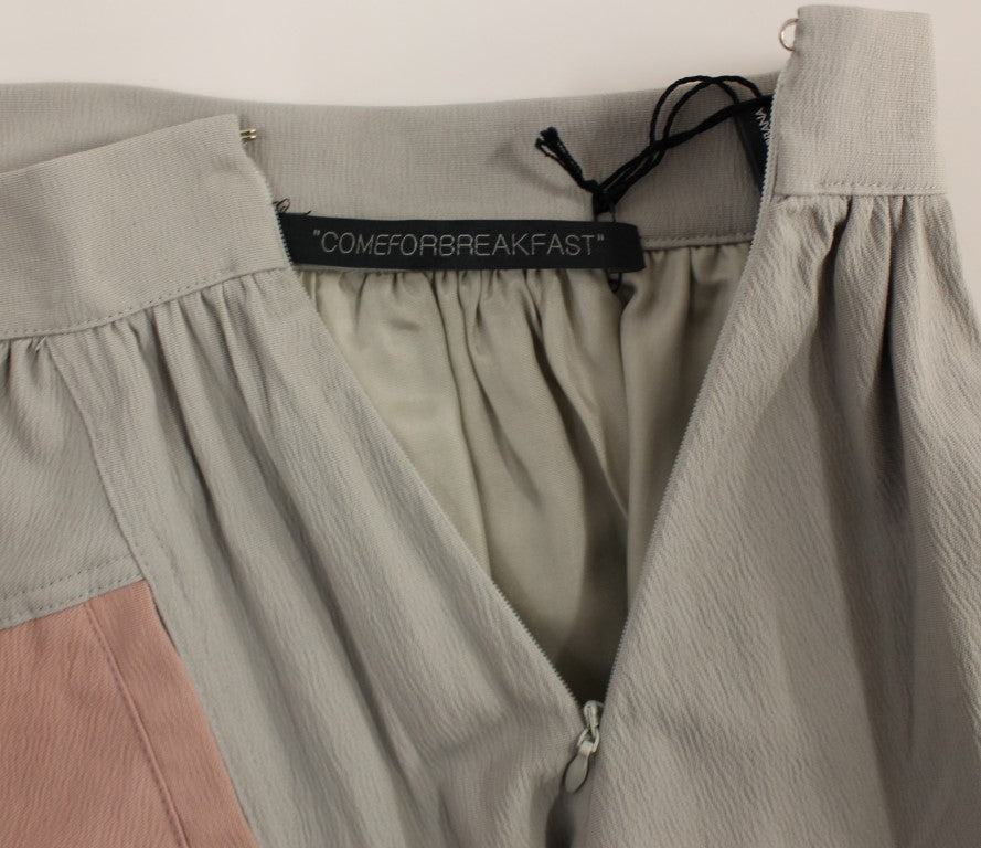 Comeforbreakfast Sleek Pleated Mini Skirt in Pink and Gray Comeforbreakfast