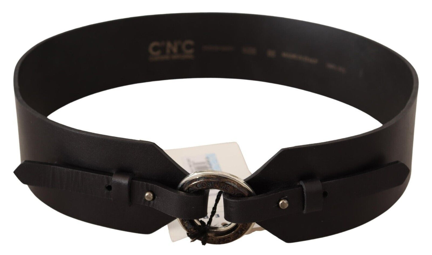 Costume National Chic Leather Fashion Belt with Silver-Tone Buckle Costume National