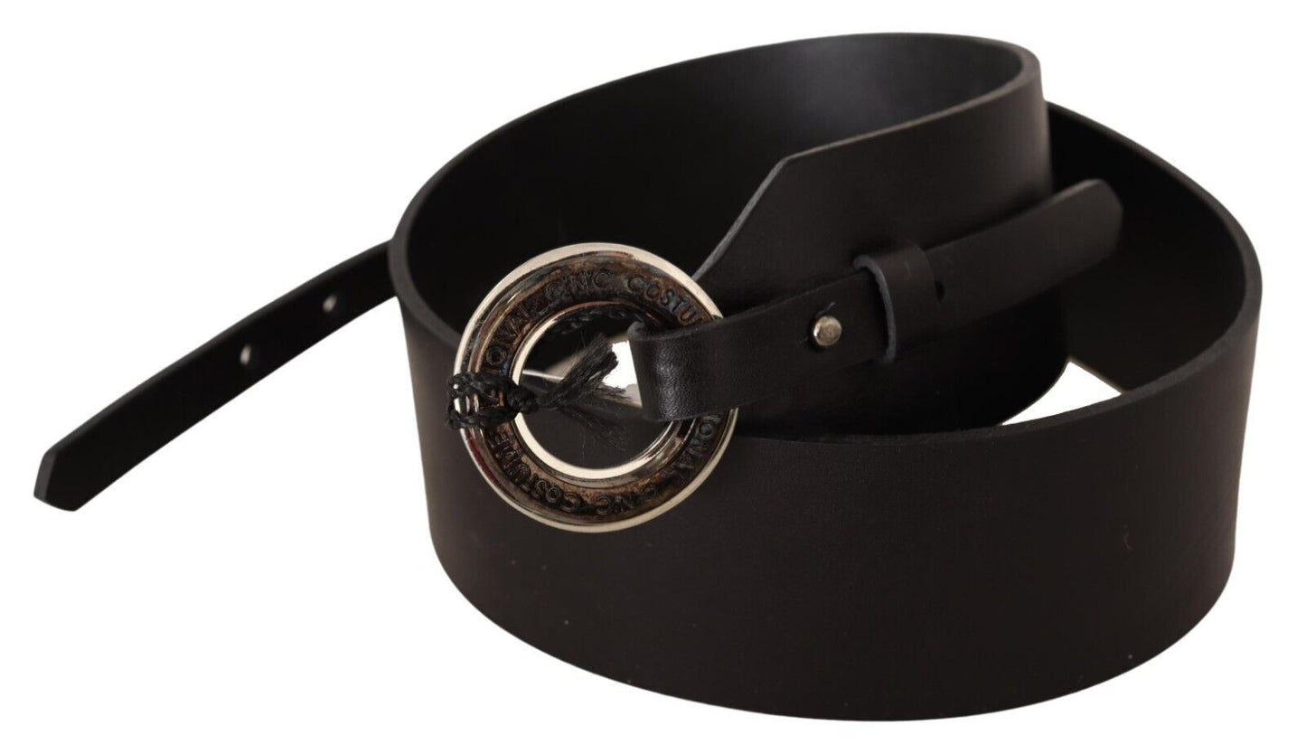 Costume National Chic Leather Fashion Belt with Silver-Tone Buckle Costume National