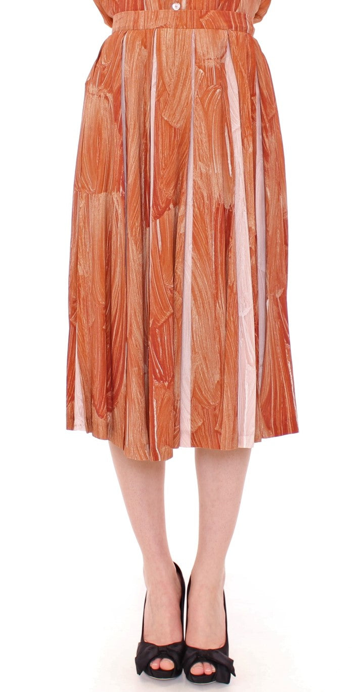 Licia Florio Orange Brown Below-Knee Chic Skirt Licia Florio