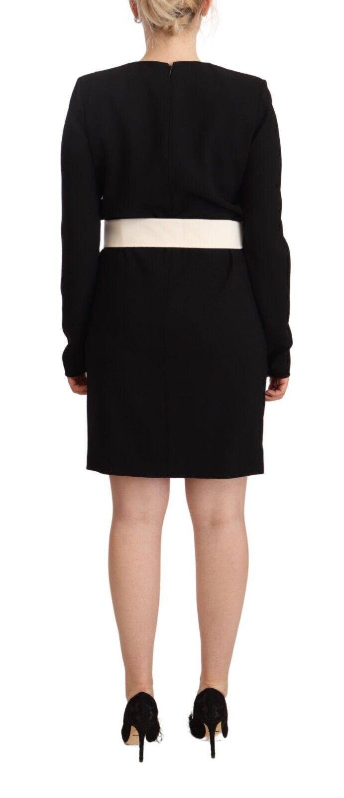 Givenchy Elegant Black Wool Mini Dress with Belt Givenchy