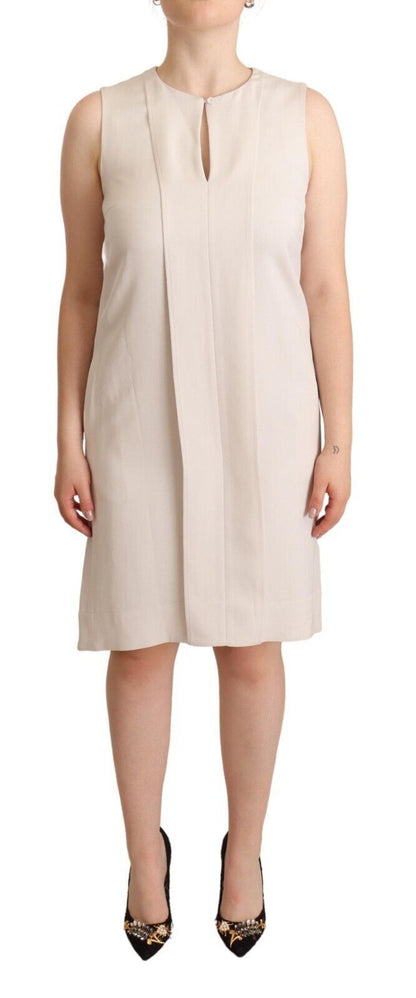 Peserico Chic Beige Sleeveless Shift Dress Peserico