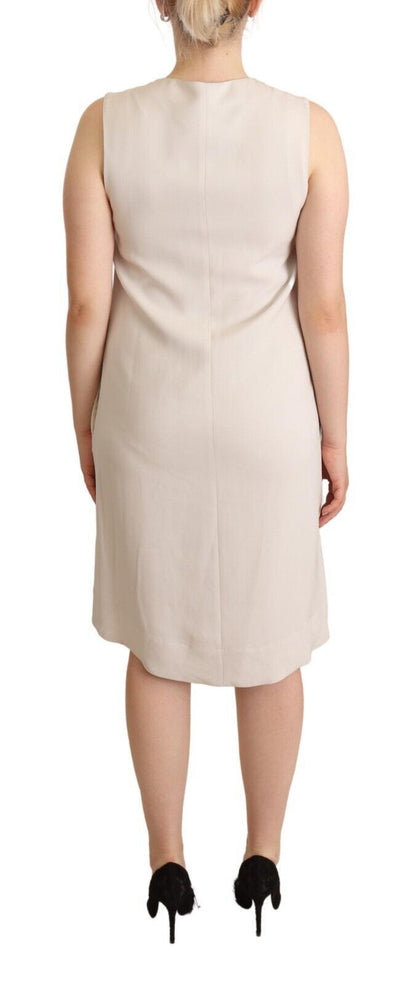 Peserico Chic Beige Sleeveless Shift Dress Peserico