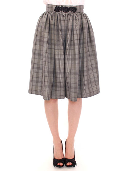 NOEMI ALEMÁN Elegant Gray Checkered Wool Shorts Skirt NOEMI ALEMÁN