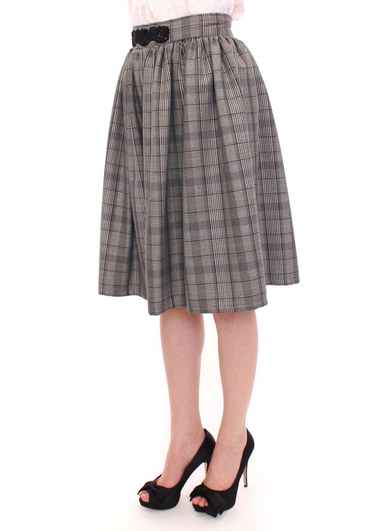 NOEMI ALEMÁN Elegant Gray Checkered Wool Shorts Skirt NOEMI ALEMÁN