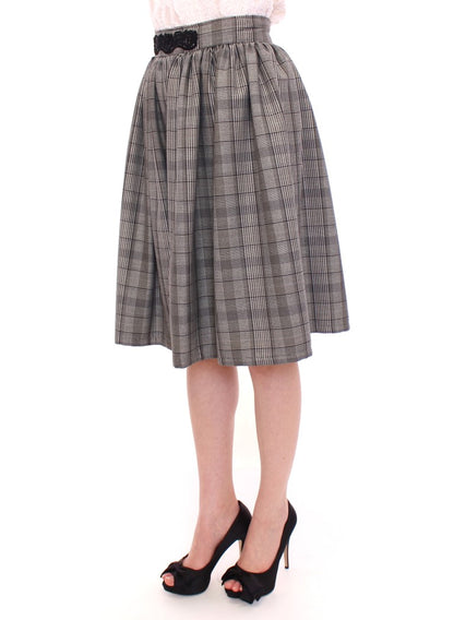 NOEMI ALEMÁN Elegant Gray Checkered Wool Shorts Skirt NOEMI ALEMÁN