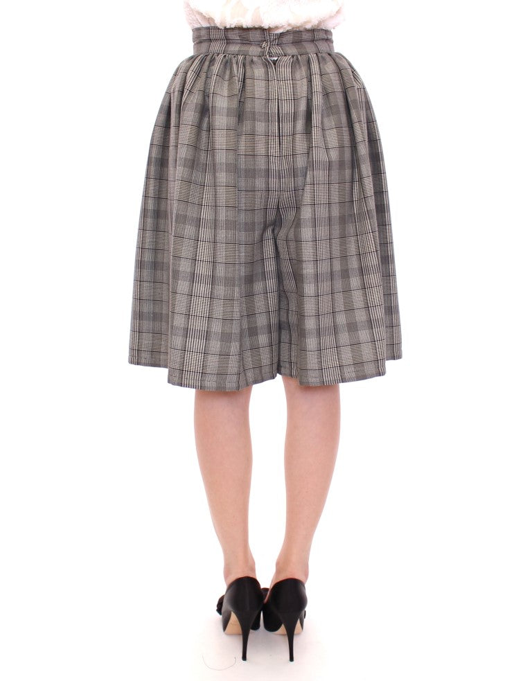 NOEMI ALEMÁN Elegant Gray Checkered Wool Shorts Skirt NOEMI ALEMÁN