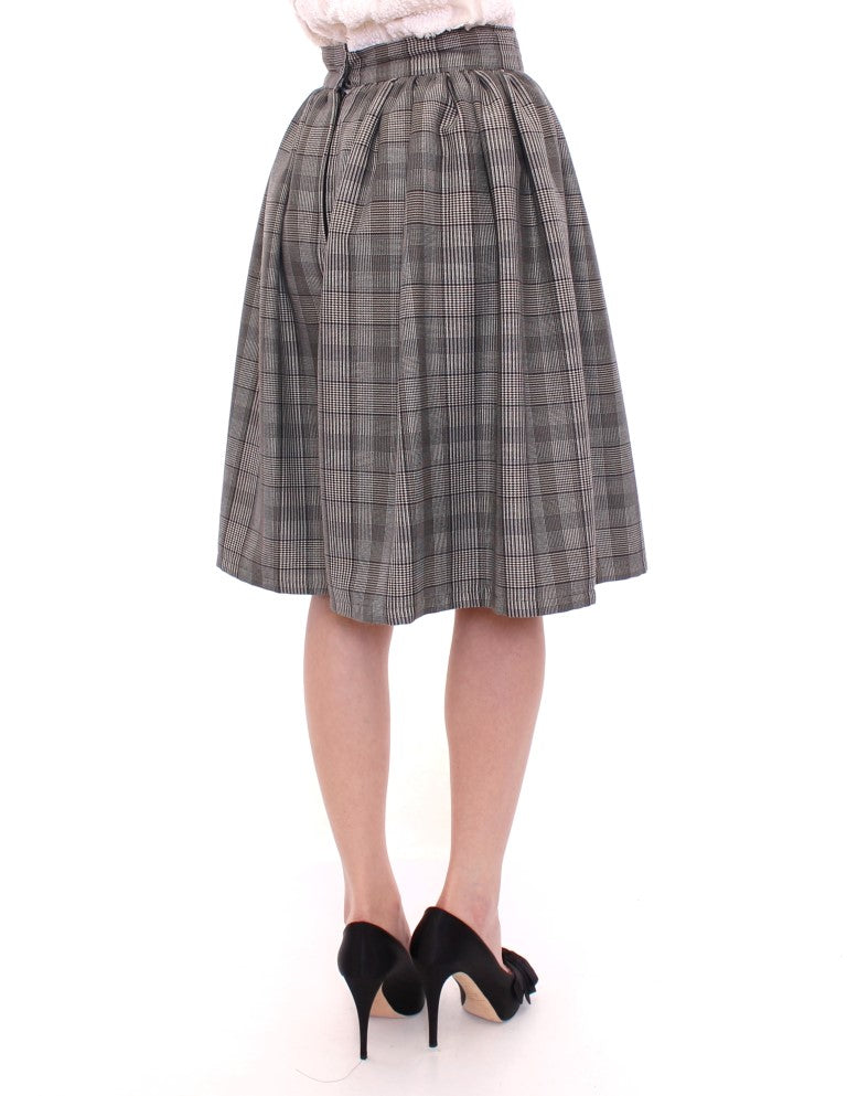 NOEMI ALEMÁN Elegant Gray Checkered Wool Shorts Skirt NOEMI ALEMÁN