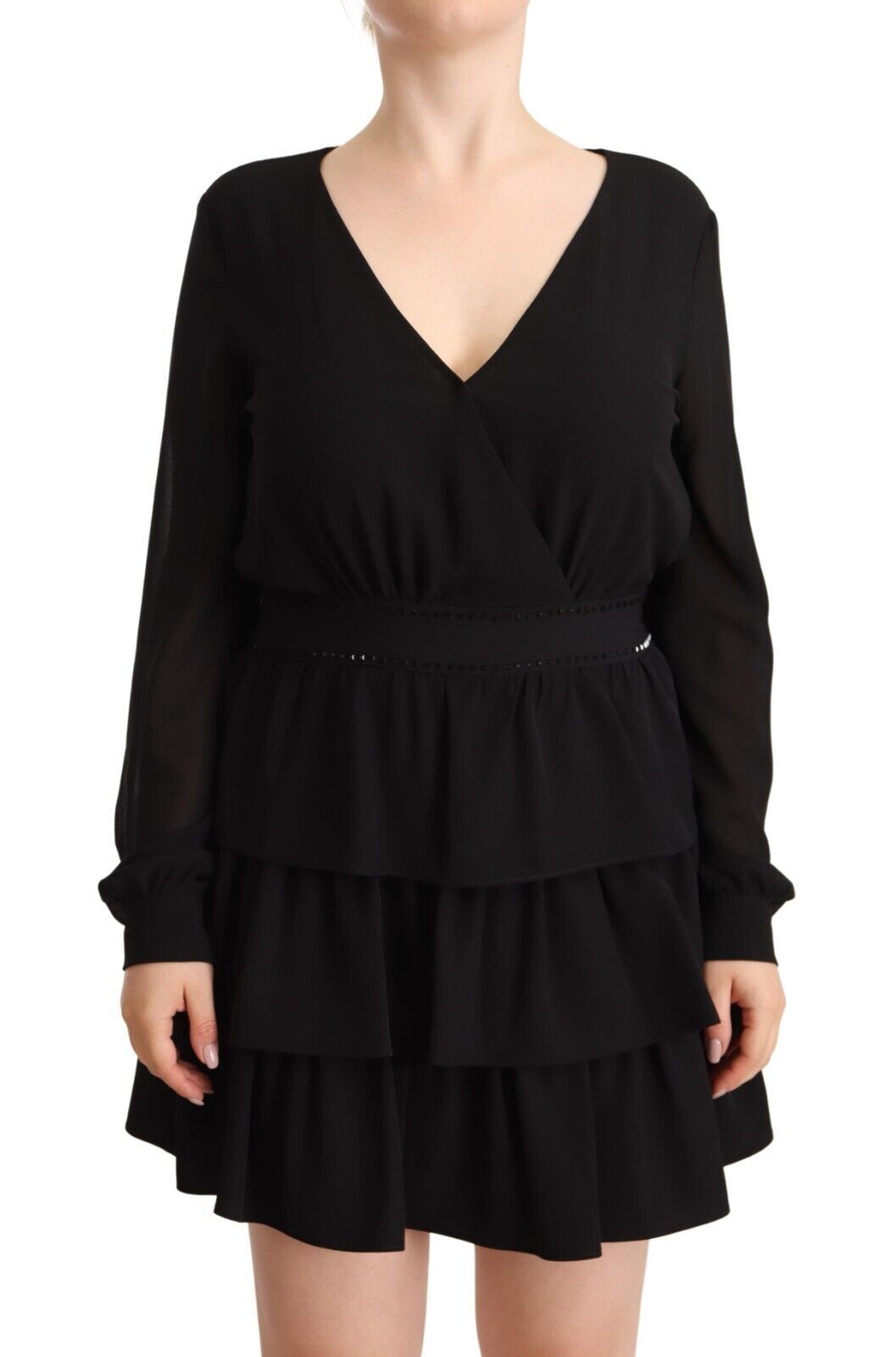 Liu Jo Elegant Black A-Line Mini Dress with Long Sleeves Liu Jo